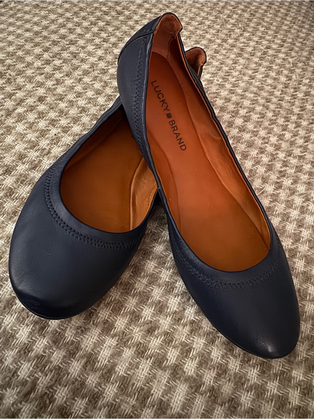 Lucky Brand Navy Leather Slip-On Ballet Flats Emma